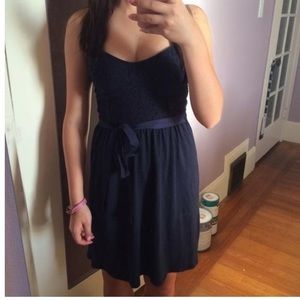 AEO Navy Cross-Back Cotton Lace Dress